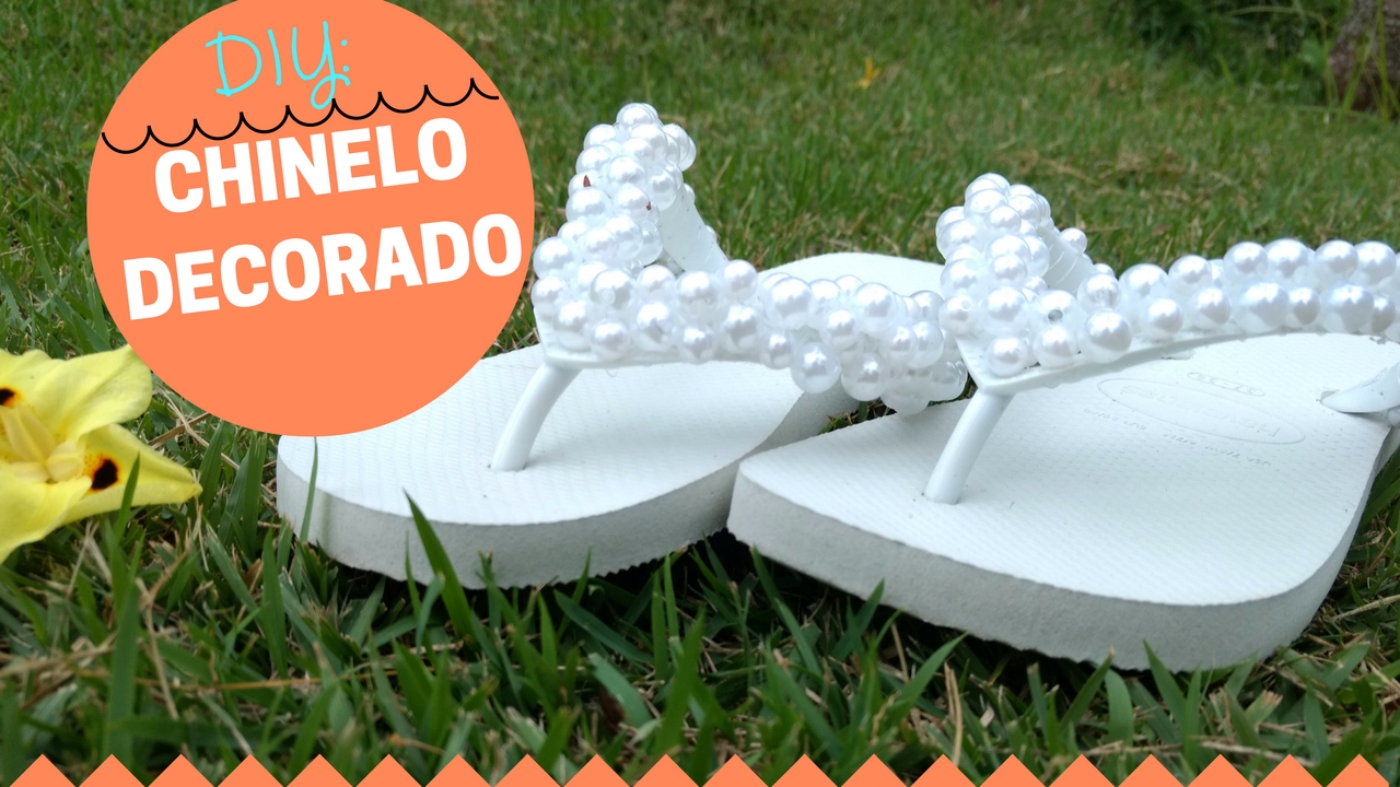 CHINELO DECORADO COM PÉROLAS – FAÇA VOCÊ MESMO